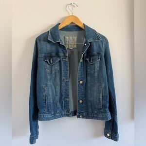 Michael Kors Dark Blue Denim Jacket Button Front Classic Fit